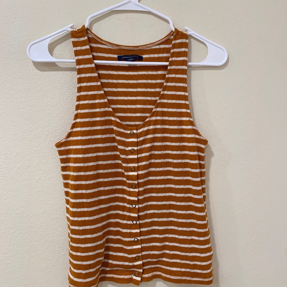 American Eagle Brown and White Stripped Tank Top!